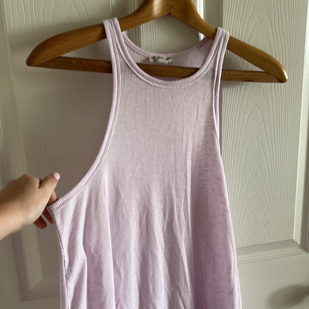 Intimately Free People Light Purple Ribbed Razor Back Longline Tank Top Size S - Picture 4 of 8